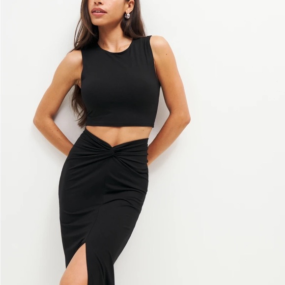 Reformation Dresses & Skirts - Reformation Rylan Black Twist-Front Midi Skirt Set